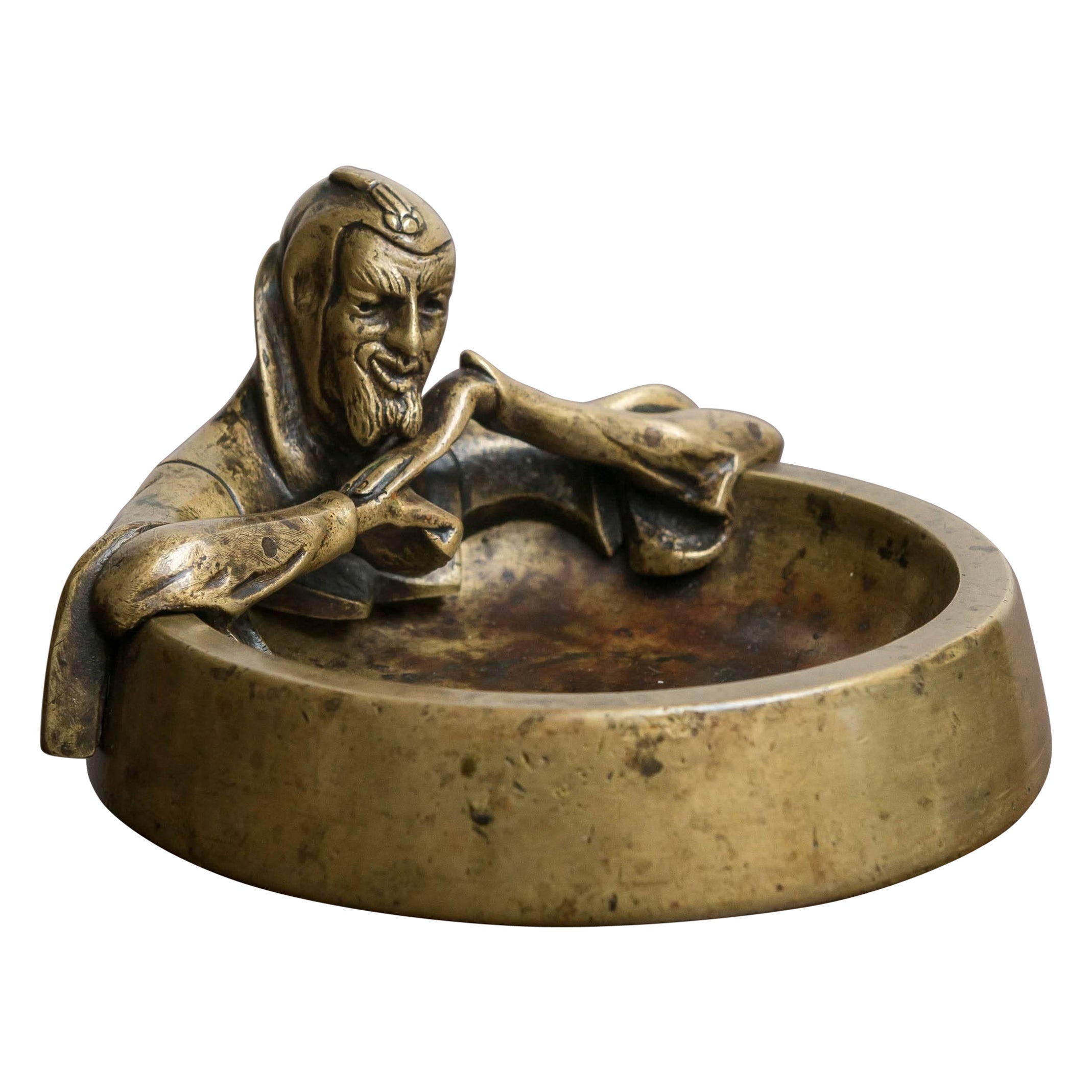Late 19th C Effigy of Mephistopheles on a Bronze Dresser Tray