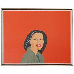 Mid-Century Modern Framed Big Red Smile Signed Alex Katz Numbered 32/40