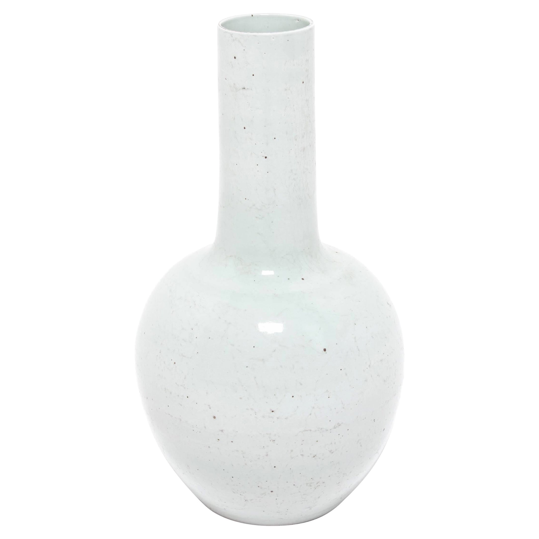 Tall Celadon White Bottleneck Vase