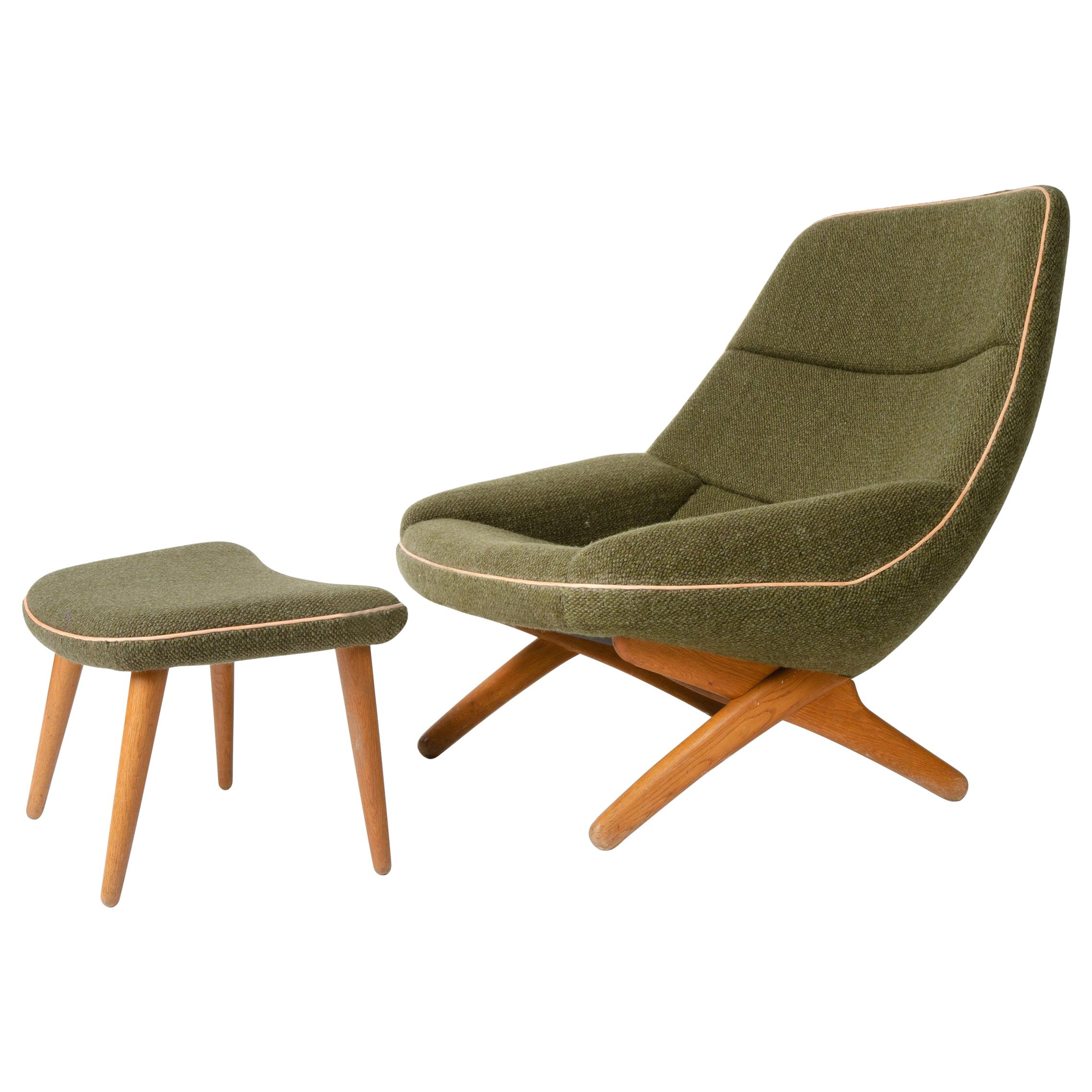 Sculptural Lounge Chair and Ottoman by Illum Wikkelso