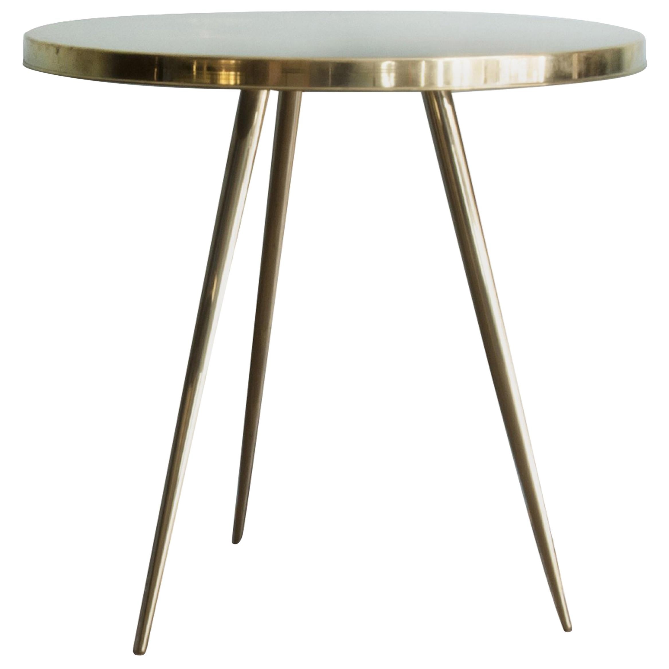 'Ishtar' Modern Coffee Table in Brass with Conical Ends For Sale