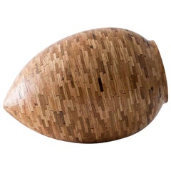 Contemporary American Wooden Rocker Vase, Oak, Handmade, Sculpture, in Stock