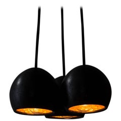 Contemporary American Ash Triple Pendant Light, Custom Lighting, Chandelier