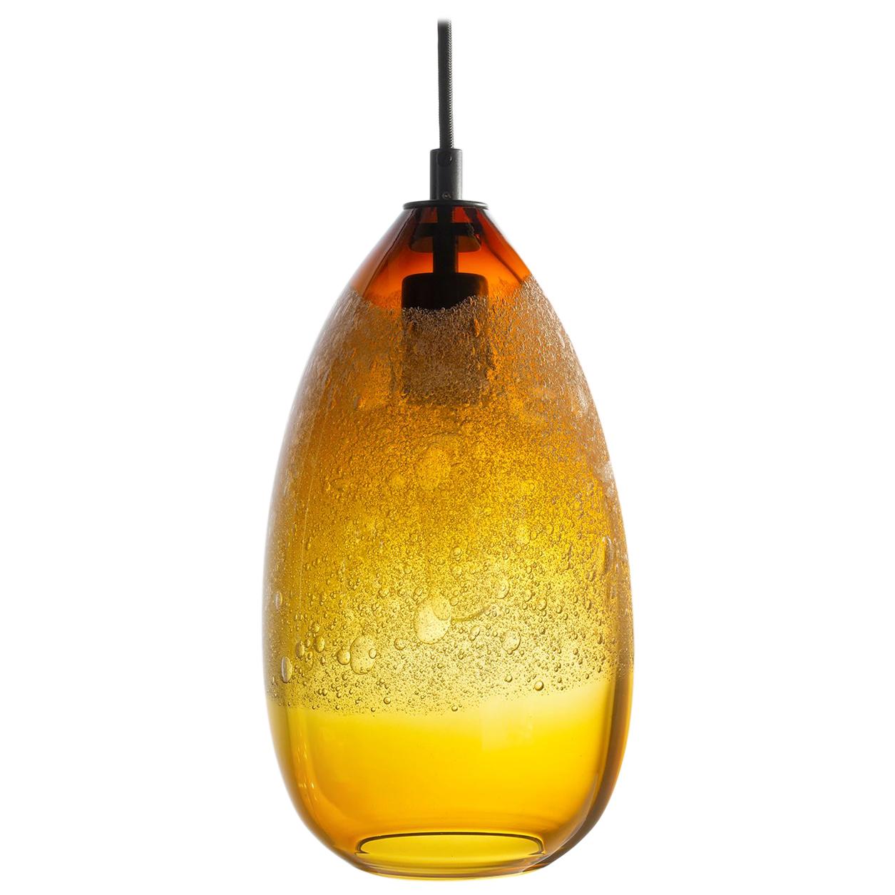 Amber Cone Bubble Pendant Light, Hand Blown Glass - Made to Order