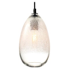 Grande lampe à suspension conique transparente, en verre soufflé à la main, fabriquée sur commande