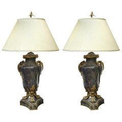 Pair of French 18th Century Lapis Lazuli Bronze Mounted Cassolettes as Lamps
