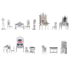 Antique Collection of Anglo-Indian Carved Bone Dolls’ House Furniture, circa 1900