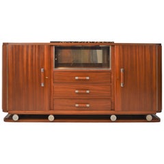 Fabulous Gaston Poisson Art Deco Sideboard in Solid Mahogany, 1930s