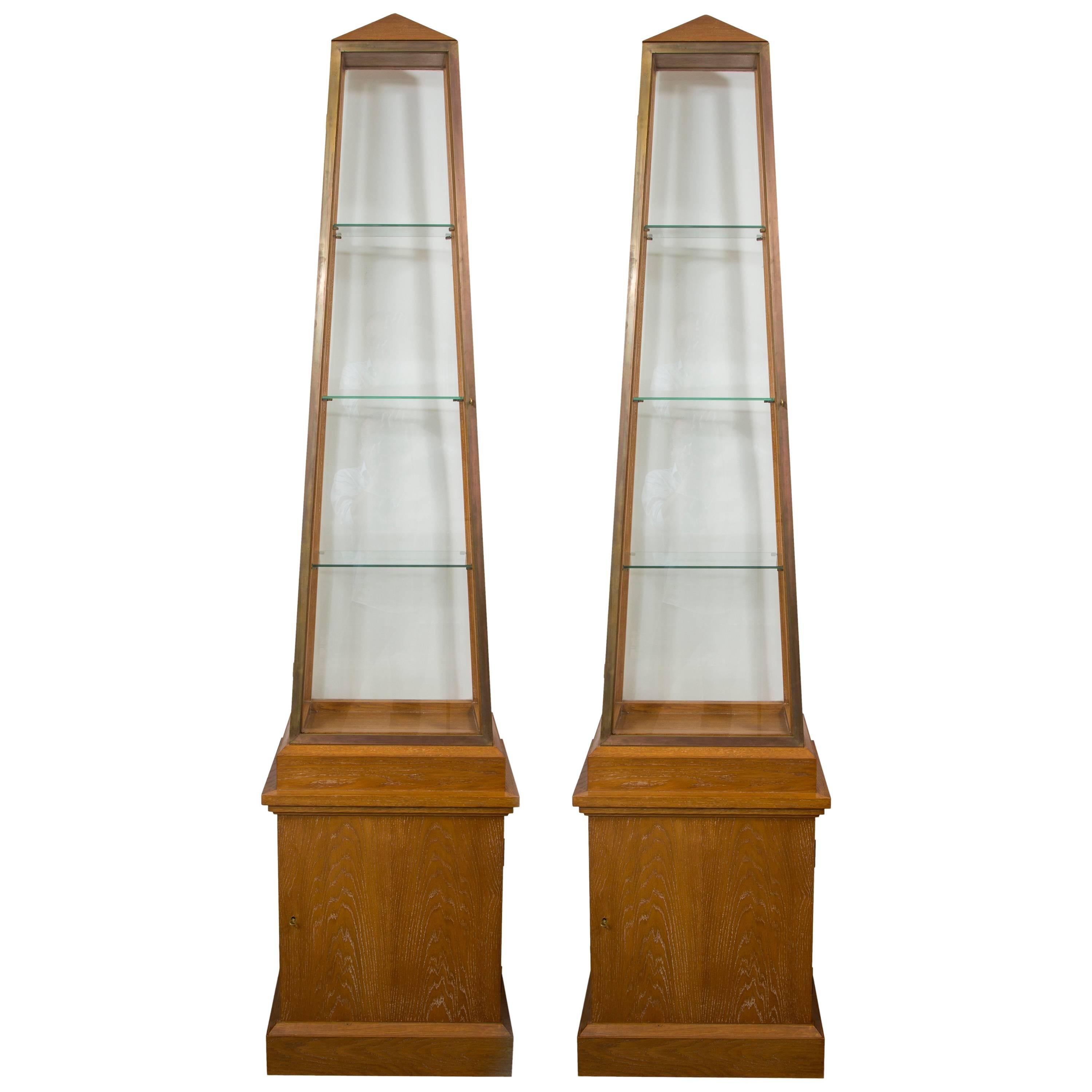 Pair of Obelisk Display Vitrines by Andre Arbus