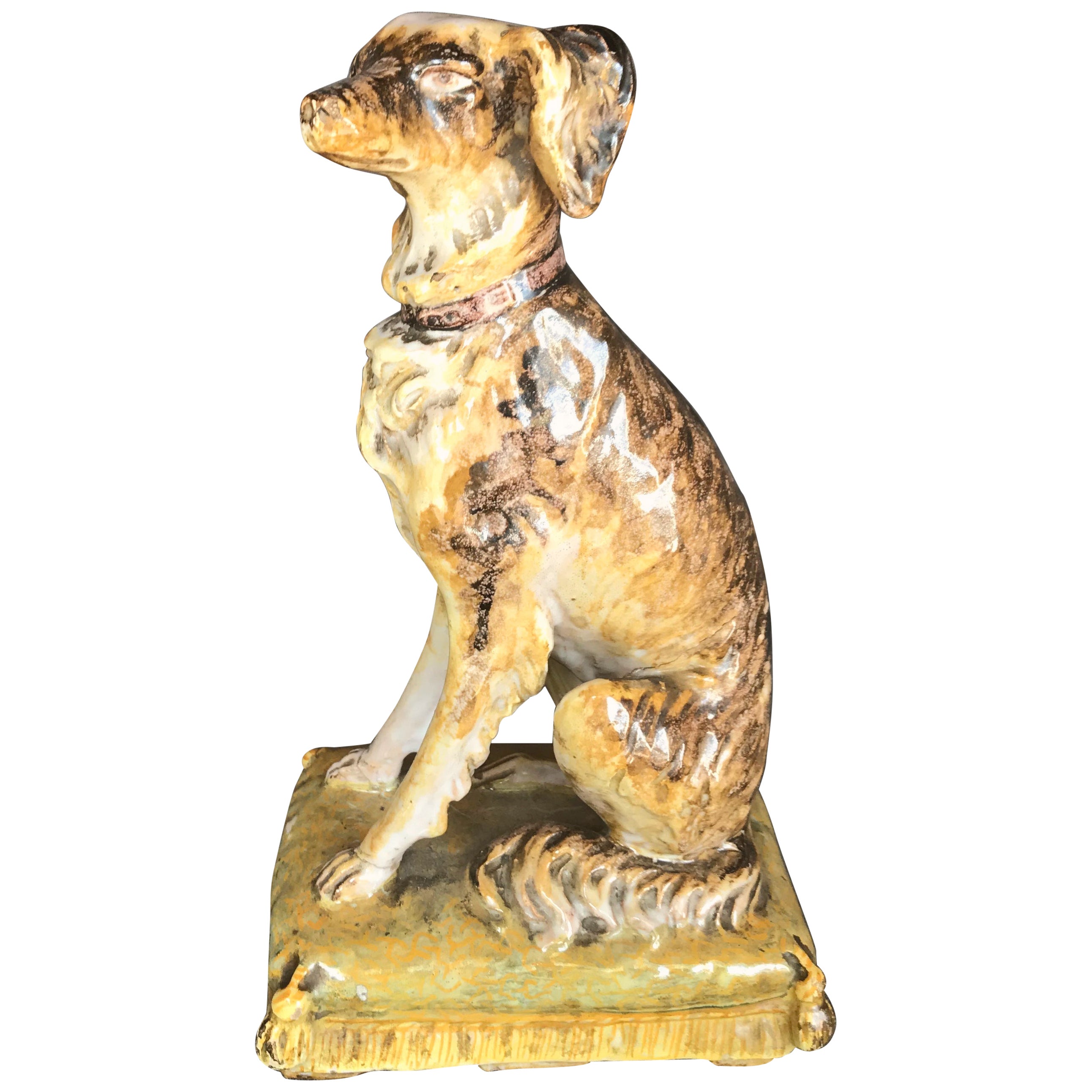 Large Vintage Italian Ceramic Dog Sculpture For Sale at 1stDibs