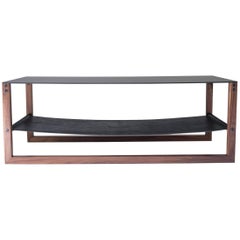 The Sling - Modern Aluminum, Leather and Walnut Coffee Table