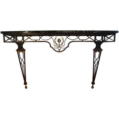 French Neoclassical Style Iron Console Table Attributed to Gilbert Poillerat