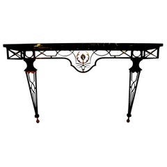 French Neoclassical Style Wrought Iron Console Table After Gilbert Poillerat