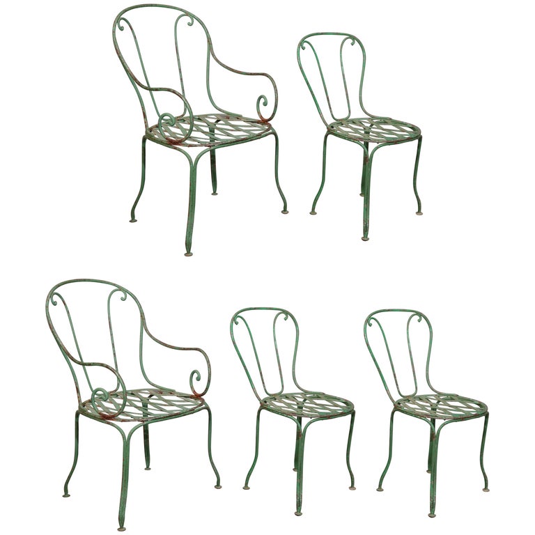 Set Of Five French Bistro Outdoor Dining Chairs For At 1stdibs Set Of Five French Bistro Outdoor Dining Chairs For