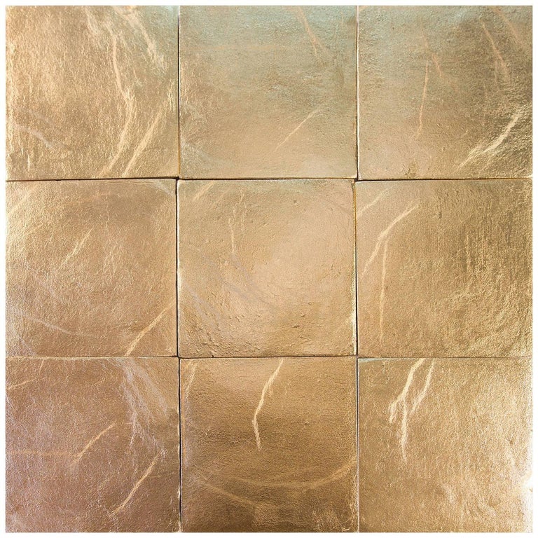 Gold Square Handcrafted Authentic Ceramic Tiles By Studio Sors Gold Square Handcrafted Authentic Ceramic Tiles By Studio Sors For
