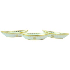 Set of Three Sèvres Porcelain Navette Plates, Louis Philippe I