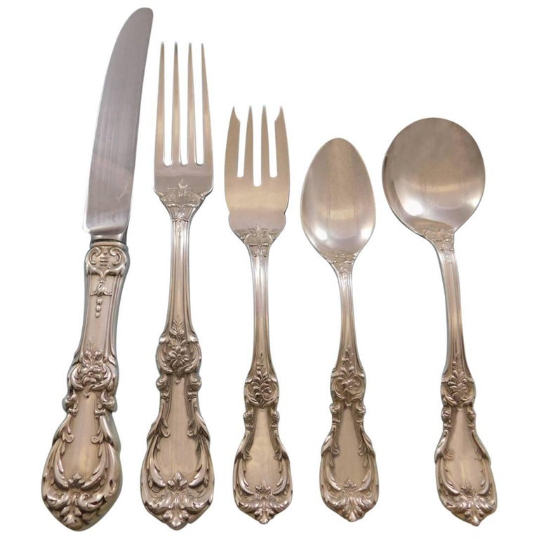 Reed & Barton Burgundy sterling-silver flatware set, 1949, offered by Antique Cupboard