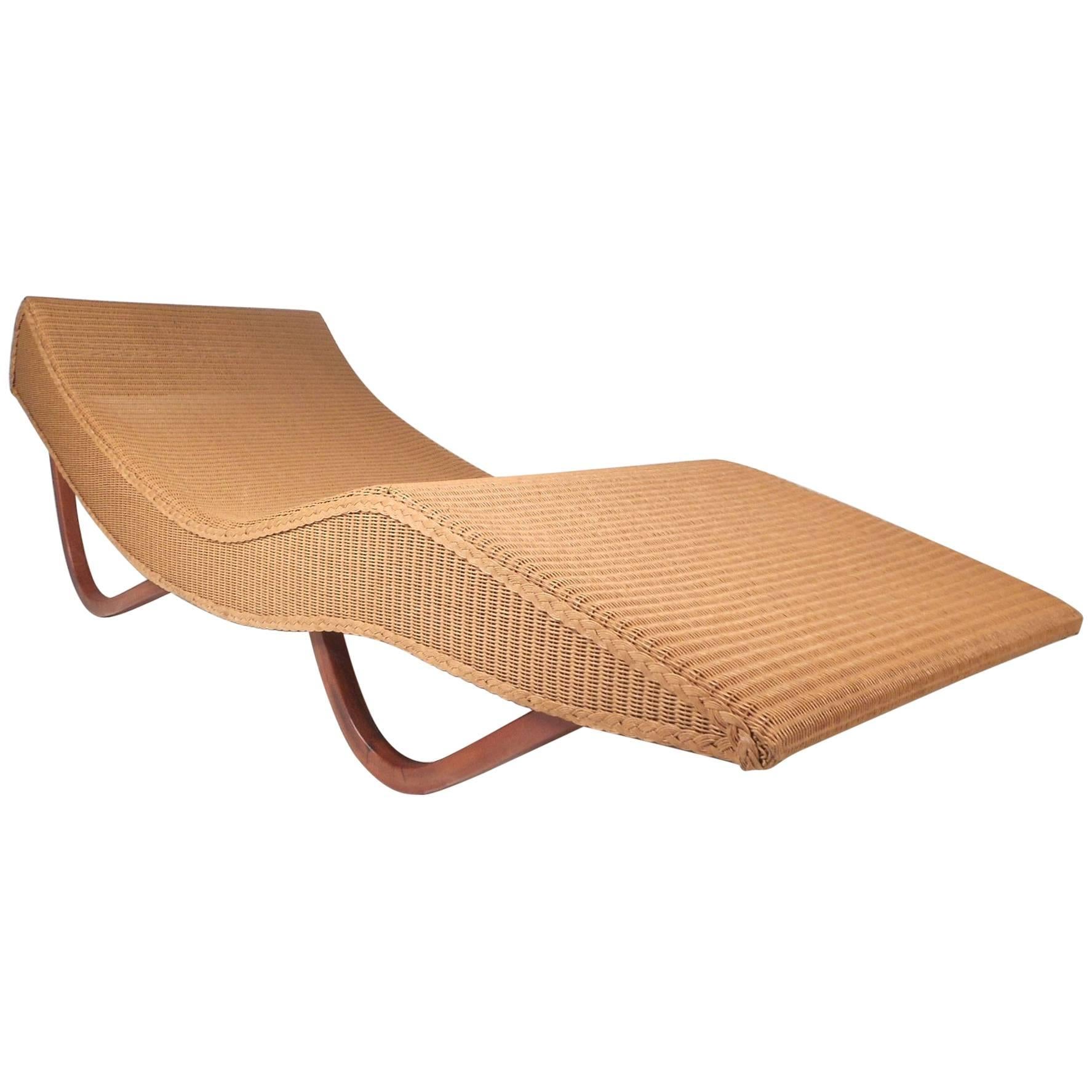 French Style Wicker Chaise Longue By Palecek For Sale At 1stdibs