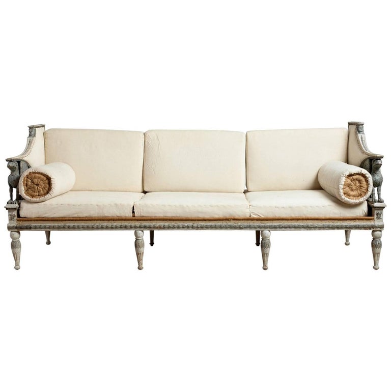 Ephraim Ståhl late Gustavian Griffin sofa, ca. 1795, offered by Dienst + Dotter Antikviteter