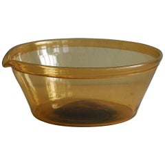 Swedish Yellow, Handblown, Gustavian, 18th Century Glass Milk Bowl, circa 1780