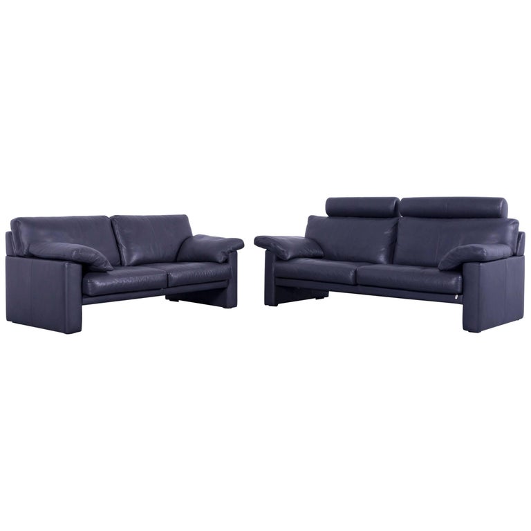 Erpo Cl 300 Sofa Set Of Two Leather Grey Three Seat Couch At 1stdibs Erpo Cl 300 Sofa Set Of Two Leather Grey Three Seat Couch For