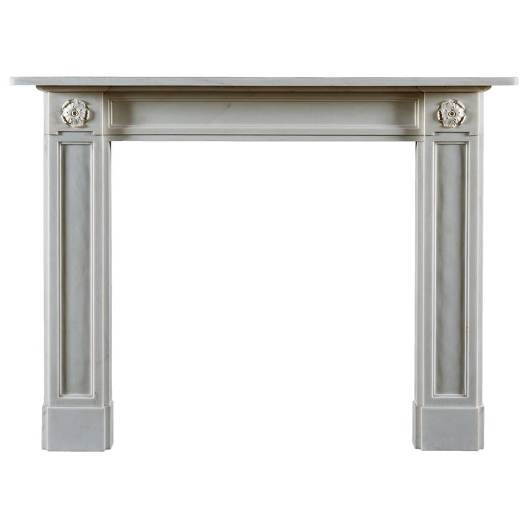 Jamb Regency Style Stanhope Fireplace in White Statuary Marble For Sale