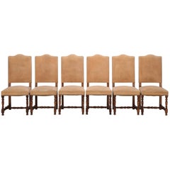 Antique French Dining Side Chairs, Set of Six