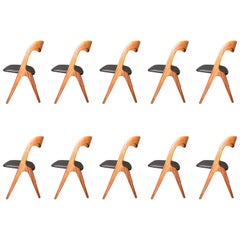 Johannes Andersen Dining Chairs, Set of Ten, Reupholstered