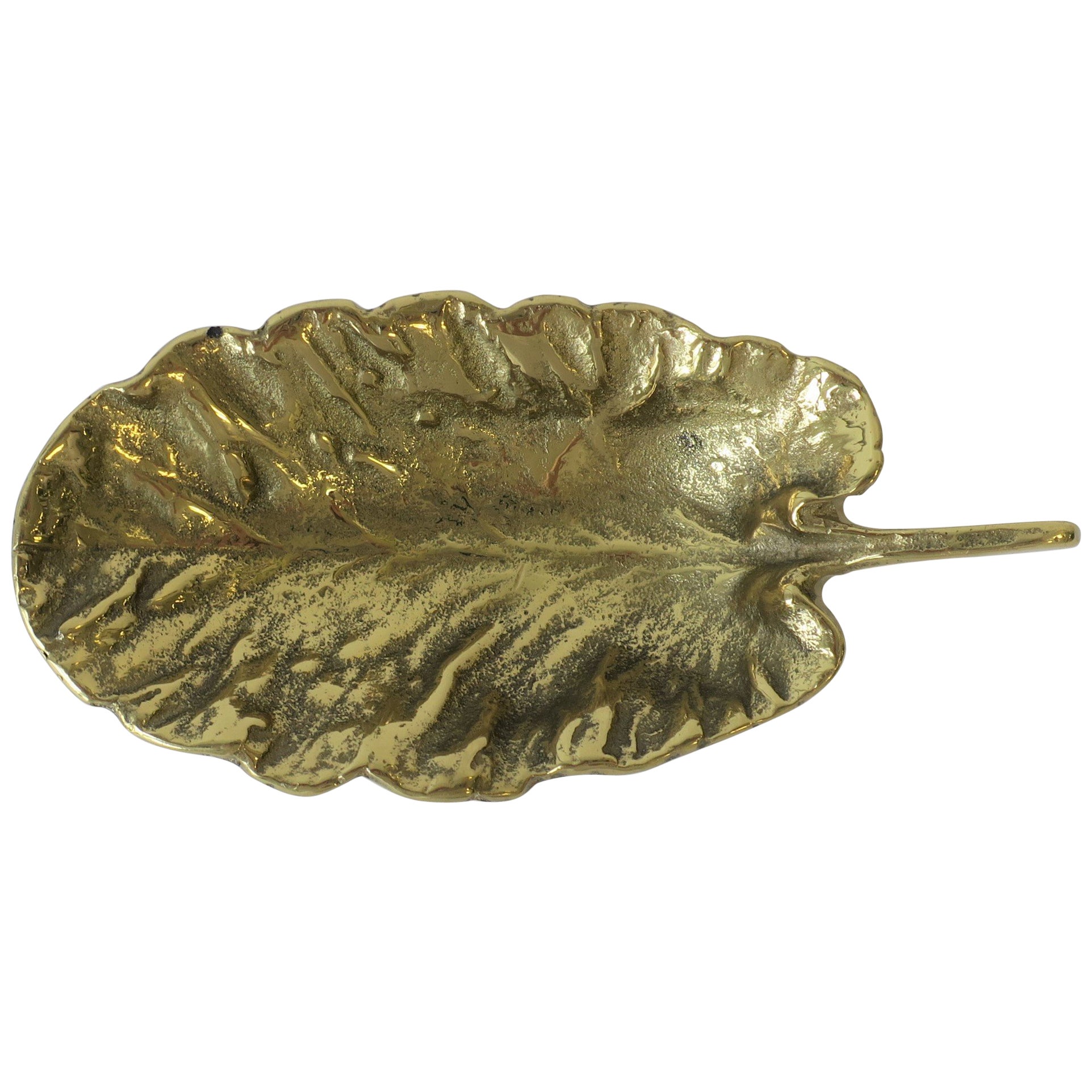 Gold Brass Decorative Leaf Plate or Jewelry Dish For Sale at 1stDibs