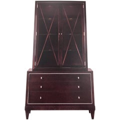 Baker Furniture Barbara Barry Glass Front Two PC Cabinet Breakfront Sideboard