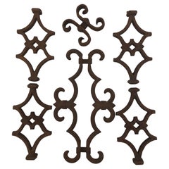 Antique French Architectural Cast Iron Elements in Scroll Design, in a Set of 6