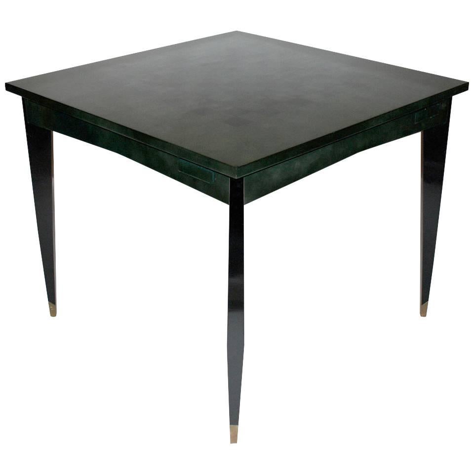 Raphael Raffel Emerald Lacquered Game Table For Sale
