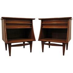 Pair of Mid-Century Modern Kent Coffey "The Foreteller" Walnut Nightstands