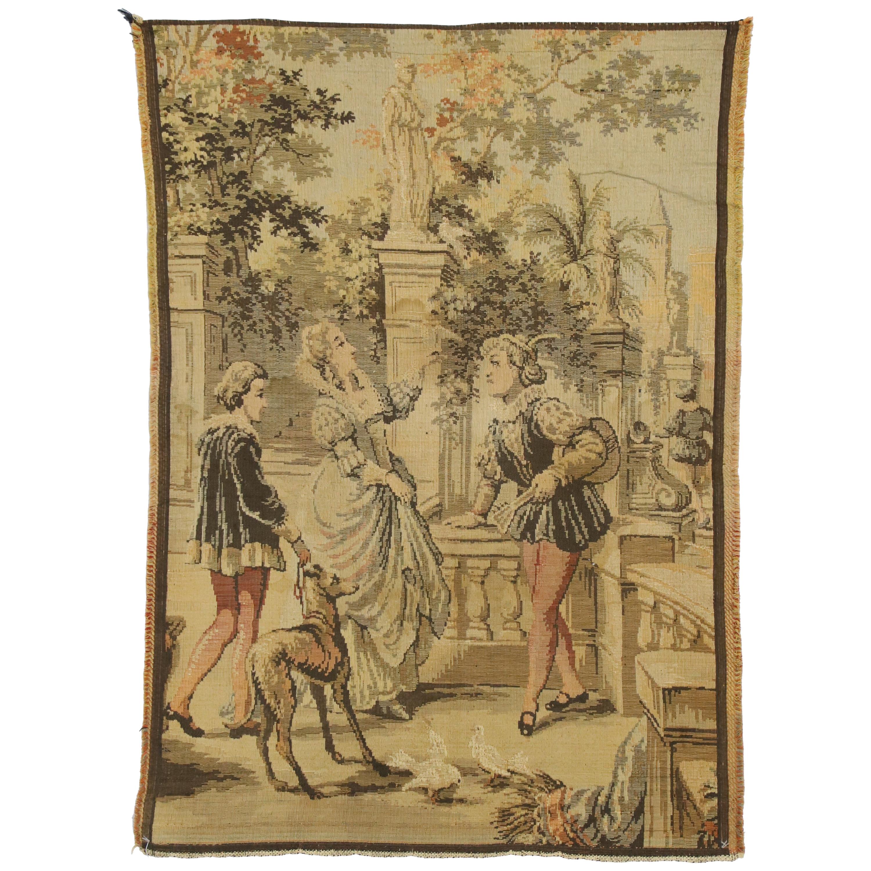 Vintage Belgian Venetian Renaissance Canal Scene Tapestry with Rococo Style For Sale