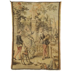 Retro Belgian Venetian Renaissance Canal Scene Tapestry with Rococo Style