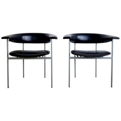 Rudolf Wolf, Pair of Dutch Design Black Metal Armchairs, Model Gamma, 1960s