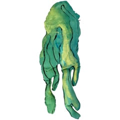 Underwater Coussin / Hand-Painted Oversized Green Throw Pillow by Superpoly