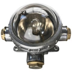 1970s Russian Cast Aluminium, Brass and Glass Industrial Micro Spot / Down Light