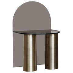 21st Century Minimalist Solid Brass and Glass, Low Seat