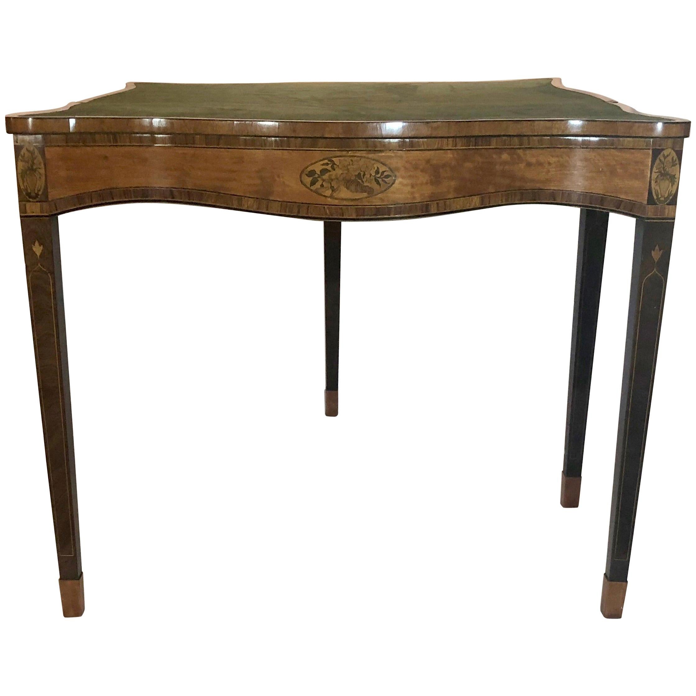 Antique English George III Mahogany Serpentine Side Table For Sale