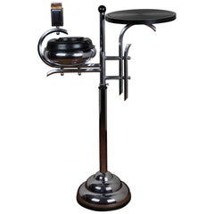 Chrome and Bakelite Ashtray Stand, Floor Ashtray 1930s by Demeyere, Belgium