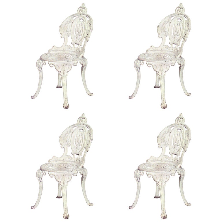 Aluminum Garden Chairs, Fancy Set of Four w/ Branches and Leaves at 1stdibs