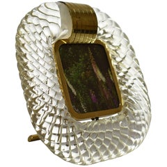 Twisted Glass and Brass Picture Frame Attributed to Venini Murano, Italy