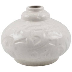 Saint Clement France Large Art Deco Crackled Glaze Ceramic Vase