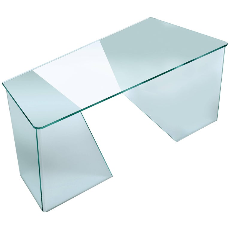 Absolut Desk With Curved Glass And Clear Top For At 1stdibs Scribe Curved Glass Desk By Daniel Libeskin For Fiam