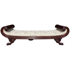 English Regency Mahogany Recamier with Flanking Lion Medallions, Circa 1810