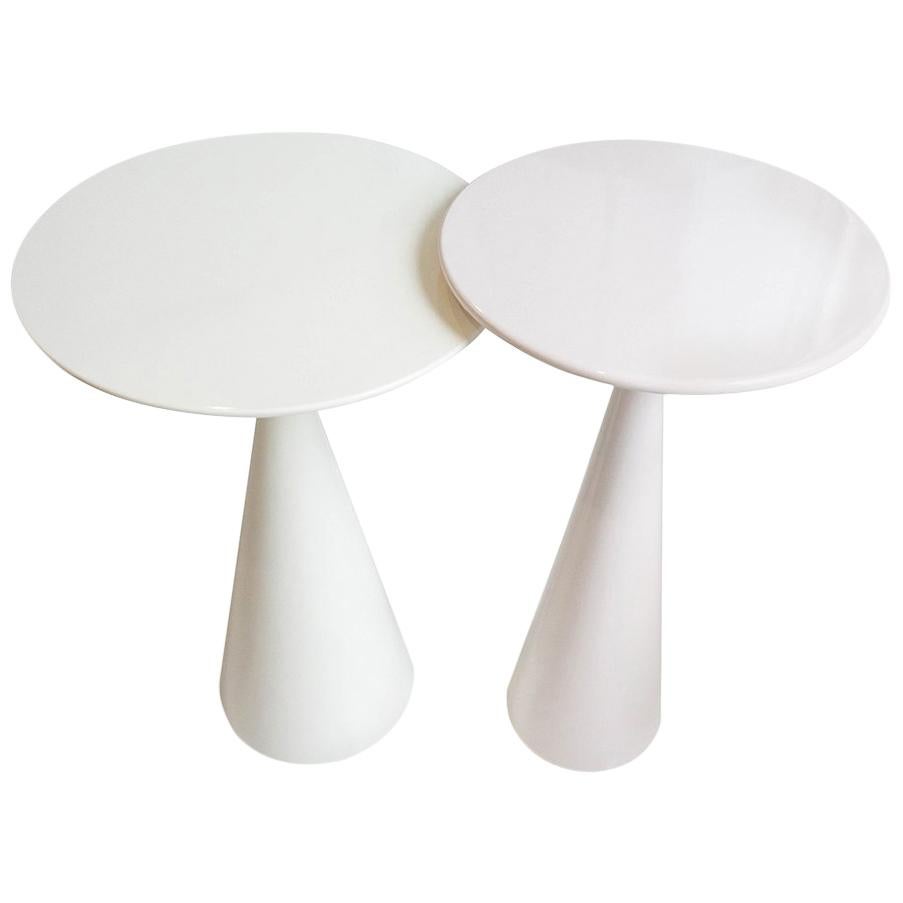 Round Modern Side Tables, Pair For Sale