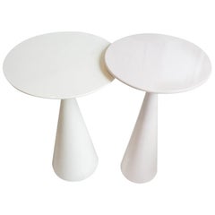 Round Modern Side Tables, Pair