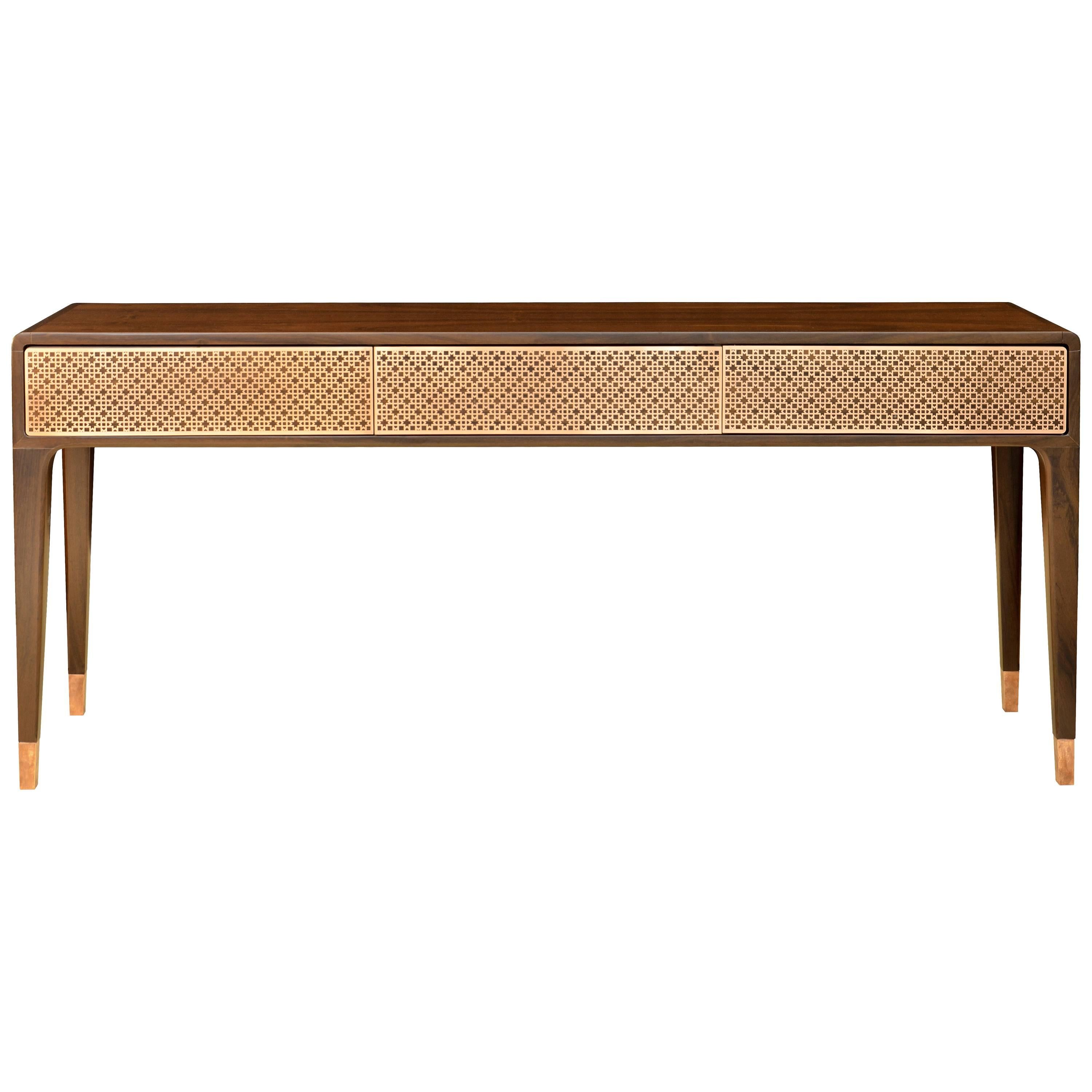 "MAHAL" Wood and Laser Cut Art Deco Pattern Console Table 