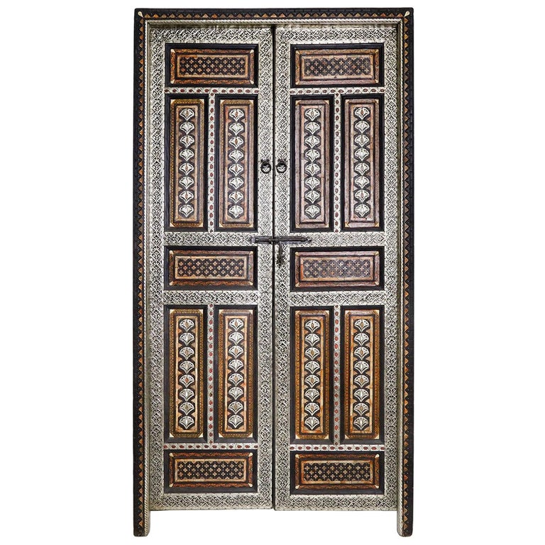 Moroccan Panelled Double Doors For Sale